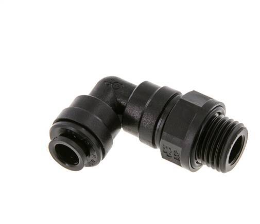 6mm x G1/4'' 90deg Elbow Push-in Fitting with Male Threads POM NBR Rotatable [2 Pieces]
