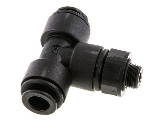 8mm x G1/8'' Inline Tee Push-in Fitting with Male Threads POM NBR FDA Rotatable