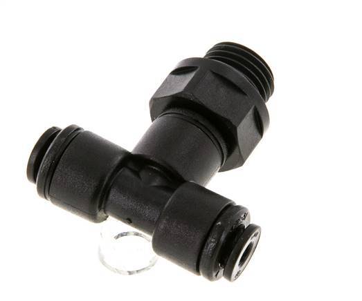 4mm x G1/4'' Inline Tee Push-in Fitting with Male Threads POM NBR FDA Rotatable