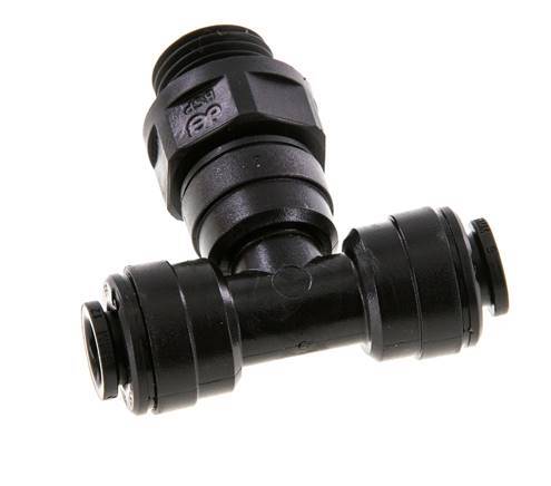 6mm x G1/4'' Inline Tee Push-in Fitting with Male Threads POM NBR FDA Rotatable