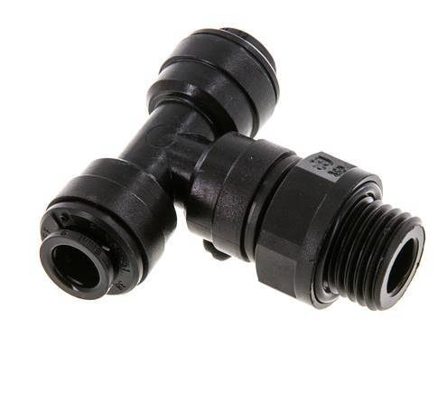 6mm x G1/4'' Inline Tee Push-in Fitting with Male Threads POM NBR FDA Rotatable