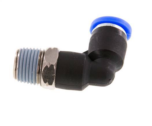 5/32'' x 1/8'' NPT 90deg Elbow Push-in Fitting with Male Threads Brass/PBT NBR Rotatable [2 Pieces]