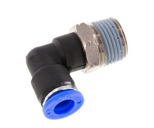 5/16'' x 3/8'' NPT 90deg Elbow Push-in Fitting with Male Threads Brass/PBT NBR Rotatable [2 Pieces]
