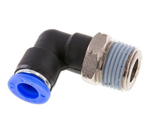 5/16'' x 3/8'' NPT 90deg Elbow Push-in Fitting with Male Threads Brass/PBT NBR Rotatable [2 Pieces]