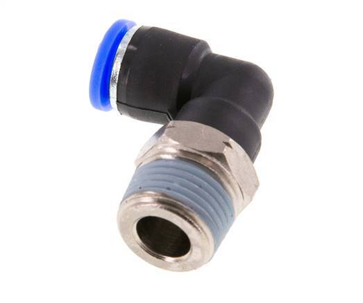 5/16'' x 3/8'' NPT 90deg Elbow Push-in Fitting with Male Threads Brass/PBT NBR Rotatable [2 Pieces]