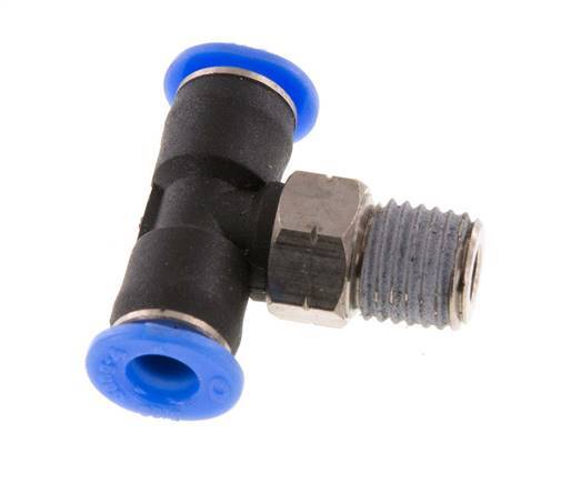 5/32'' x 1/16'' NPT Inline Tee Push-in Fitting with Male Threads Brass/PBT NBR Rotatable [2 Pieces]