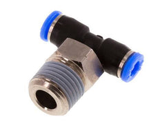 1/8'' x 1/8'' NPT Inline Tee Push-in Fitting with Male Threads Brass/PBT NBR Rotatable [2 Pieces]