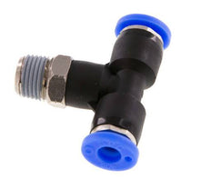 3/16'' x 1/8'' NPT Inline Tee Push-in Fitting with Male Threads Brass/PBT NBR Rotatable [2 Pieces]