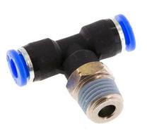 1/4'' x 1/4'' NPT Inline Tee Push-in Fitting with Male Threads Brass/PBT NBR Rotatable [2 Pieces]