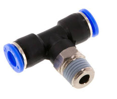 5/16'' x 1/4'' NPT Inline Tee Push-in Fitting with Male Threads Brass/PBT NBR Rotatable [2 Pieces]