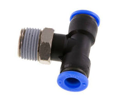 5/16'' x 3/8'' NPT Inline Tee Push-in Fitting with Male Threads Brass/PBT NBR Rotatable [2 Pieces]