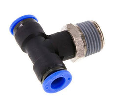 3/8'' x 1/2'' NPT Inline Tee Push-in Fitting with Male Threads Brass/PBT NBR Rotatable