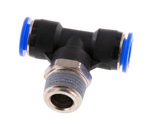 1/2'' x 1/2'' NPT Inline Tee Push-in Fitting with Male Threads Brass/PBT NBR Rotatable