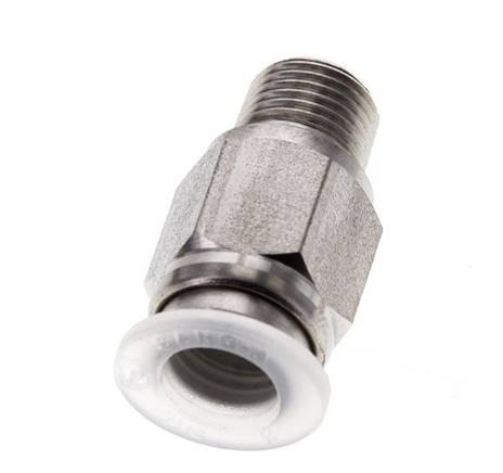 8mm x R1/8'' Push-in Fitting with Male Threads Stainless Steel/PA EPDM/PTFE