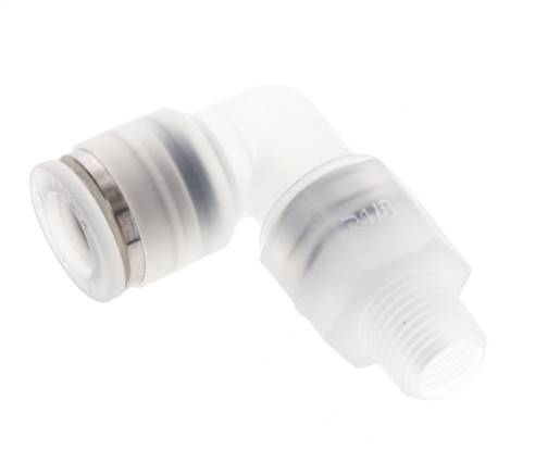 8mm x R1/8'' 90deg Elbow Push-in Fitting with Male Threads PA EPDM/PTFE Rotatable