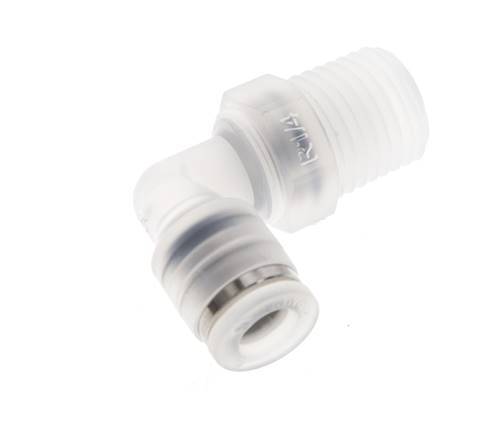 6mm x R1/4'' 90deg Elbow Push-in Fitting with Male Threads PA EPDM/PTFE Rotatable