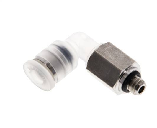 4mm x M 5 90deg Elbow Push-in Fitting with Male Threads PA/Stainless Steel EPDM Rotatable