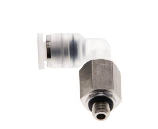 4mm x M 5 90deg Elbow Push-in Fitting with Male Threads PA/Stainless Steel EPDM Rotatable