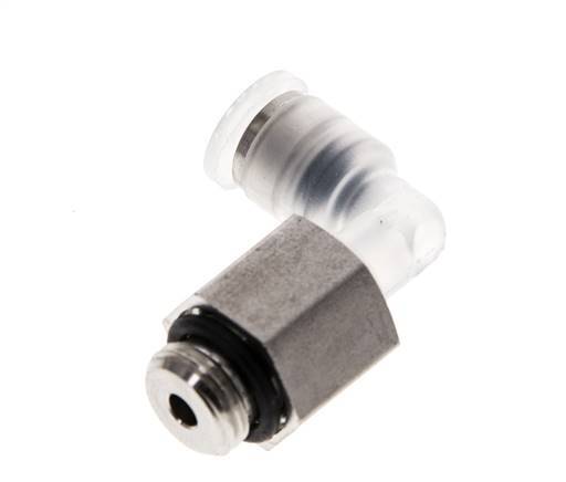 4mm x G1/8'' 90deg Elbow Push-in Fitting with Male Threads PA/Stainless Steel EPDM Rotatable