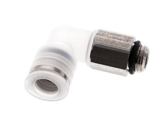 8mm x G1/8'' 90deg Elbow Push-in Fitting with Male Threads PA/Stainless Steel EPDM Rotatable