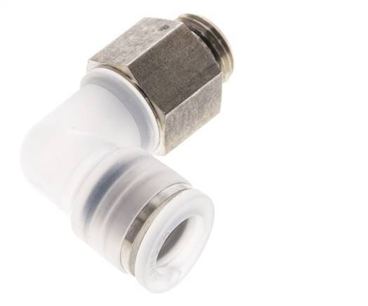 10mm x G1/4'' 90deg Elbow Push-in Fitting with Male Threads PA/Stainless Steel EPDM Rotatable