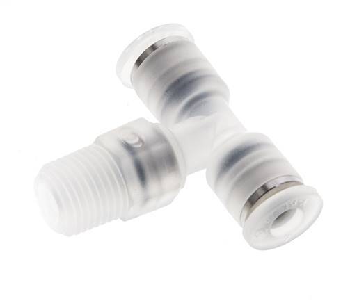 4mm x R1/8'' Inline Tee Push-in Fitting with Male Threads PA EPDM FDA Rotatable