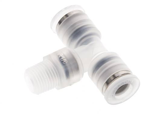 6mm x R1/8'' Inline Tee Push-in Fitting with Male Threads PA EPDM FDA Rotatable
