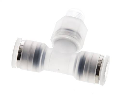 8mm x R1/8'' Inline Tee Push-in Fitting with Male Threads PA EPDM FDA Rotatable