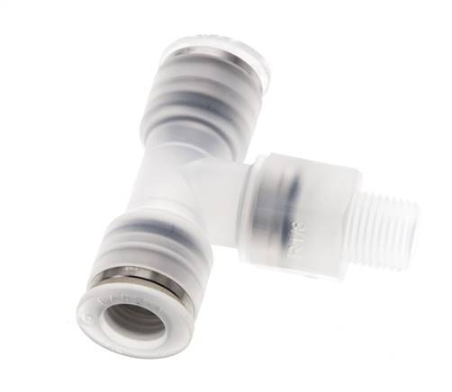 8mm x R1/8'' Inline Tee Push-in Fitting with Male Threads PA EPDM FDA Rotatable