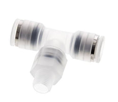 8mm x R1/8'' Inline Tee Push-in Fitting with Male Threads PA EPDM FDA Rotatable