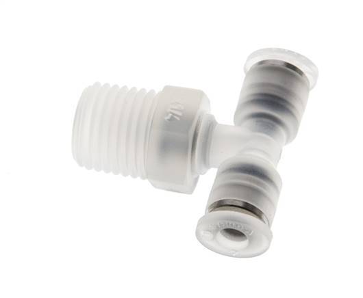 4mm x R1/4'' Inline Tee Push-in Fitting with Male Threads PA EPDM FDA Rotatable