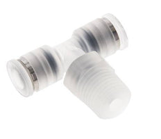 6mm x R1/4'' Inline Tee Push-in Fitting with Male Threads PA EPDM FDA Rotatable