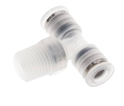 6mm x R1/4'' Inline Tee Push-in Fitting with Male Threads PA EPDM FDA Rotatable