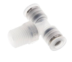 6mm x R1/4'' Inline Tee Push-in Fitting with Male Threads PA EPDM FDA Rotatable