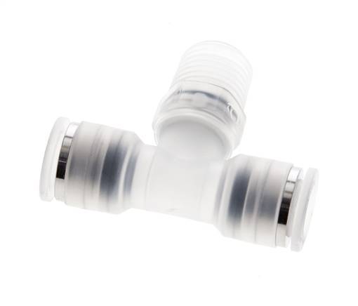 8mm x R1/4'' Inline Tee Push-in Fitting with Male Threads PA EPDM FDA Rotatable