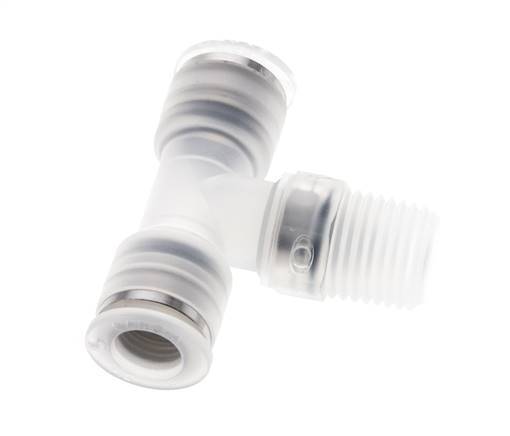 8mm x R1/4'' Inline Tee Push-in Fitting with Male Threads PA EPDM FDA Rotatable
