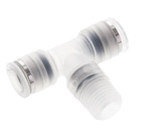 8mm x R1/4'' Inline Tee Push-in Fitting with Male Threads PA EPDM FDA Rotatable
