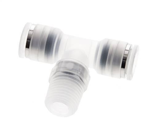 8mm x R1/4'' Inline Tee Push-in Fitting with Male Threads PA EPDM FDA Rotatable