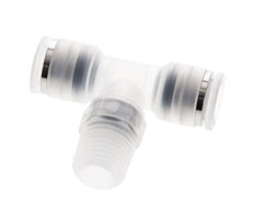 8mm x R1/4'' Inline Tee Push-in Fitting with Male Threads PA EPDM FDA Rotatable