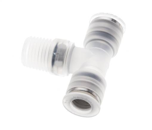 8mm x R1/4'' Inline Tee Push-in Fitting with Male Threads PA EPDM FDA Rotatable