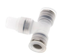 10mm x R1/4'' Inline Tee Push-in Fitting with Male Threads PA EPDM FDA Rotatable