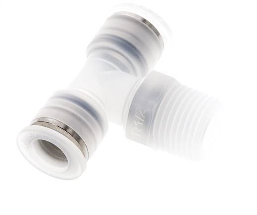 12mm x R1/2'' Inline Tee Push-in Fitting with Male Threads PA EPDM FDA Rotatable