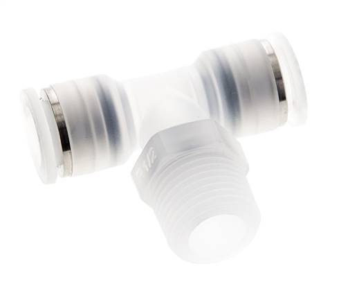 12mm x R1/2'' Inline Tee Push-in Fitting with Male Threads PA EPDM FDA Rotatable