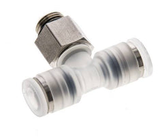 6mm x G1/8'' Inline Tee Push-in Fitting with Male Threads PA/Stainless Steel EPDM FDA Rotatable