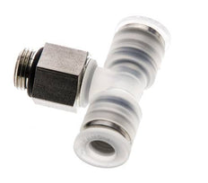 6mm x G1/8'' Inline Tee Push-in Fitting with Male Threads PA/Stainless Steel EPDM FDA Rotatable
