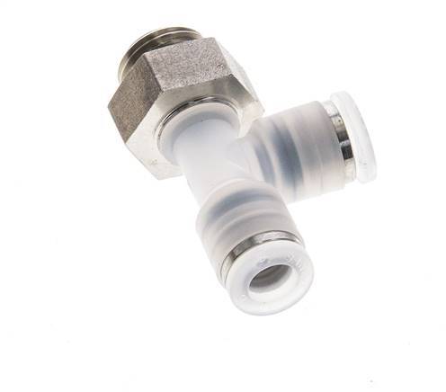 6mm x G1/4'' Right Angle Tee Push-in Fitting with Male Threads PA/Stainless Steel EPDM FDA Rotatable