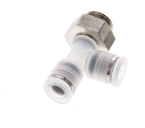 6mm x G1/4'' Right Angle Tee Push-in Fitting with Male Threads PA/Stainless Steel EPDM FDA Rotatable