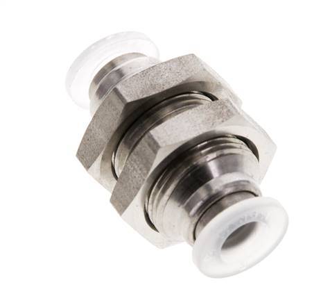 6mm Push-in Fitting Stainless Steel/PA EPDM/PTFE Bulkhead