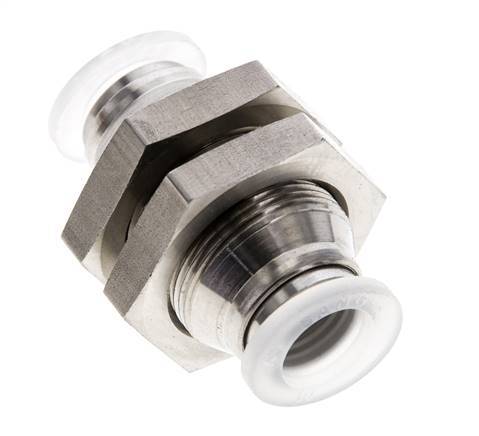 10mm Push-in Fitting Stainless Steel/PA EPDM/PTFE Bulkhead