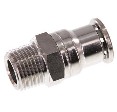 16mm x R1/2'' Push-in Fitting with Male Threads Stainless Steel FKM